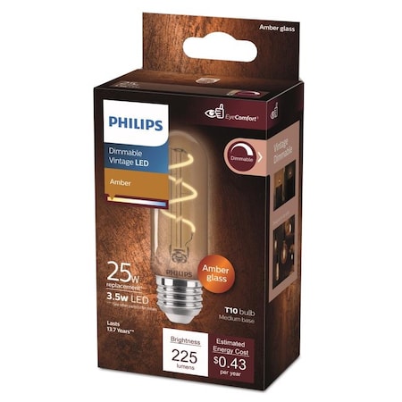 Philips Philips T10 E26 (Medium) LED Bulb Amber 25 Watt Equivalence 1 pk 565671
